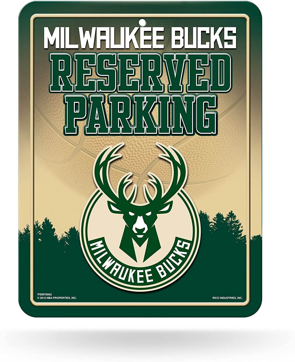 NBA Milwaukee Bucks Metal Parking Sign Decor, 8"/11", Multicolor