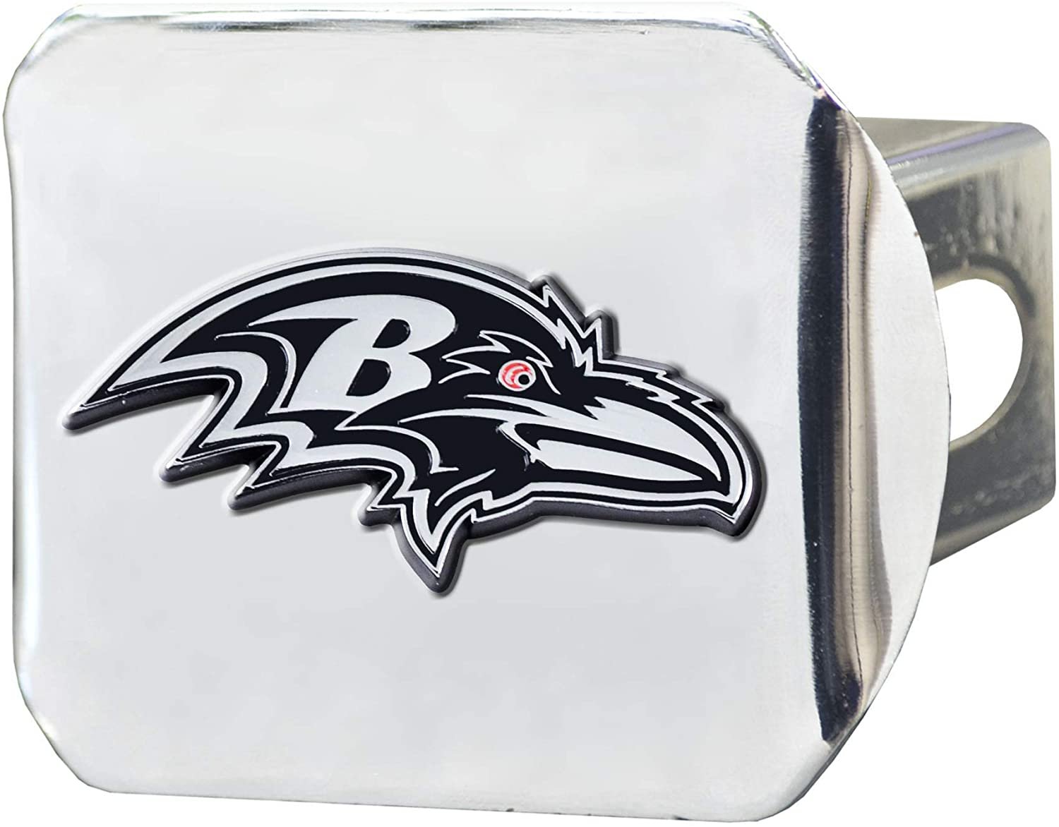 Baltimore Ravens Hitch Cover Solid Metal with Raised Chrome Metal Emblem 2" Square Type III