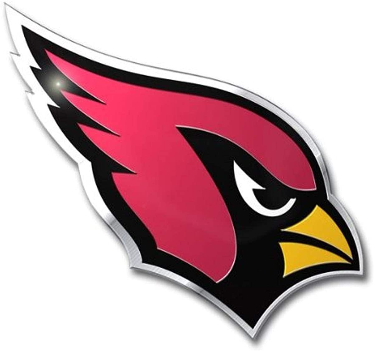 Arizona Cardinals Auto Emblem, Aluminum Metal, Embossed Team Color, Raised Decal Sticker, Full Adhesive Backing