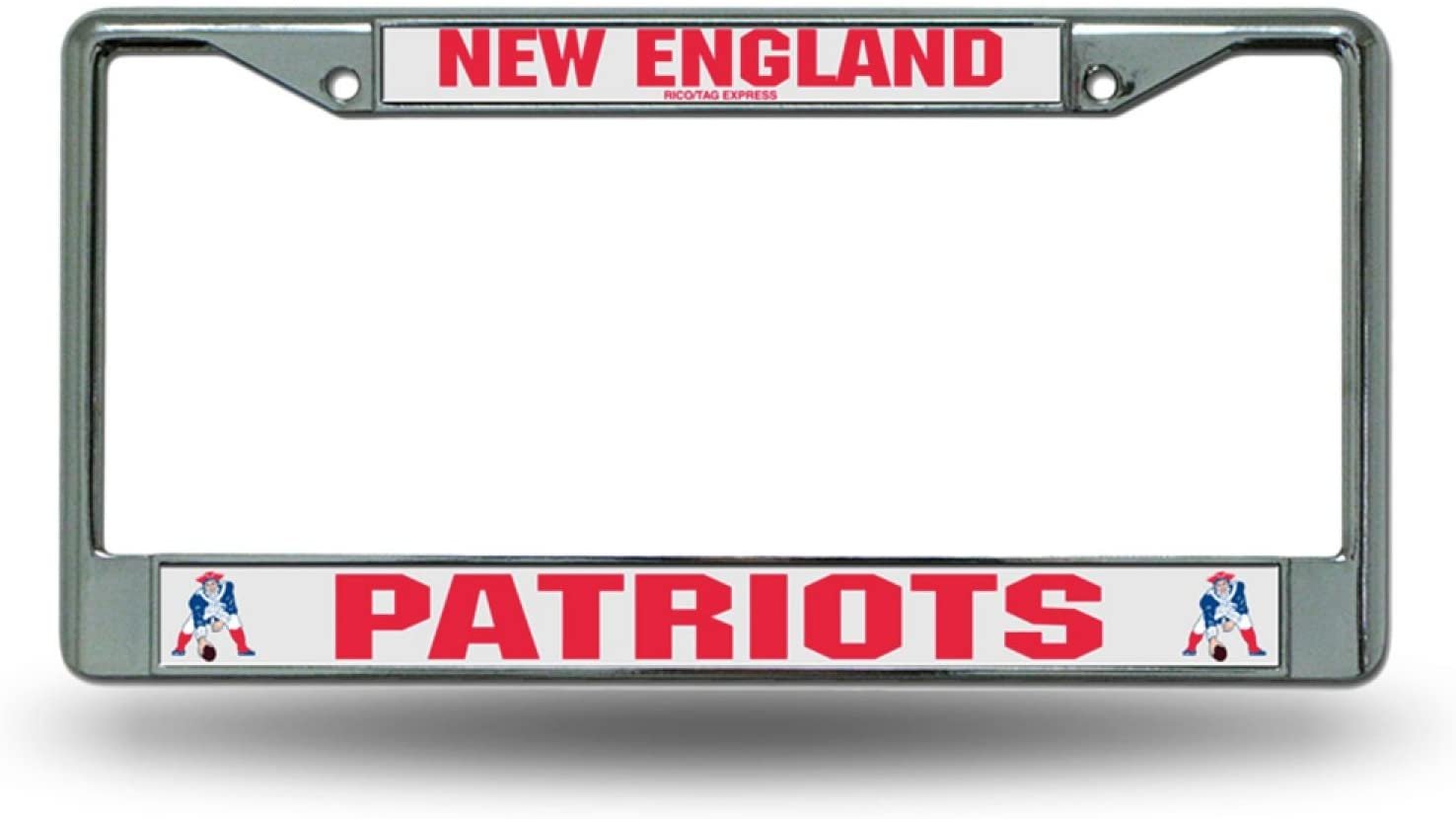 New England Patriots Retro Logo Metal License Plate Frame Chrome Tag Cover, 12x6 Inch