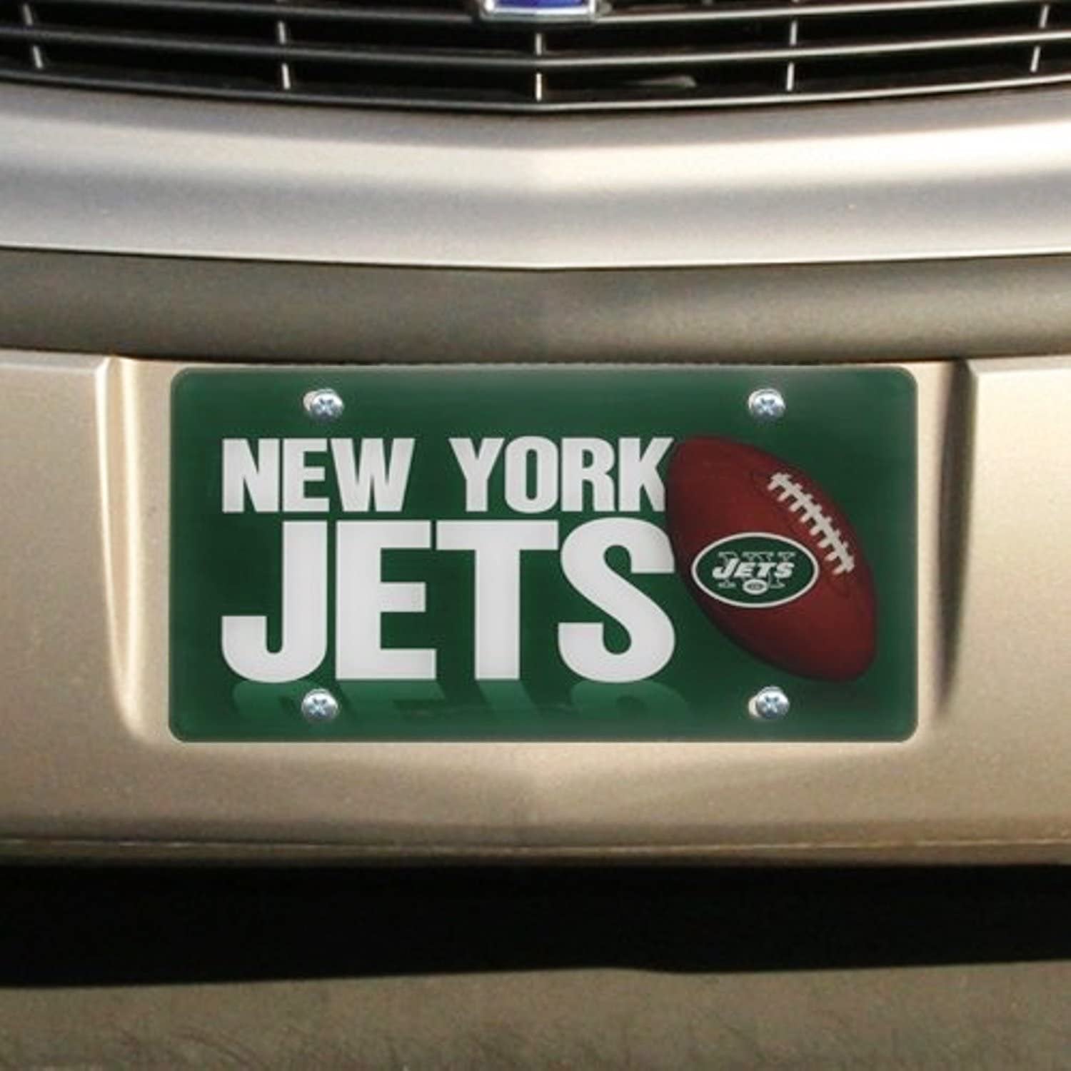 New York Jets Premium Laser Tag License Plate, Mirrored Acrylic, Printed, 12x6 Inch