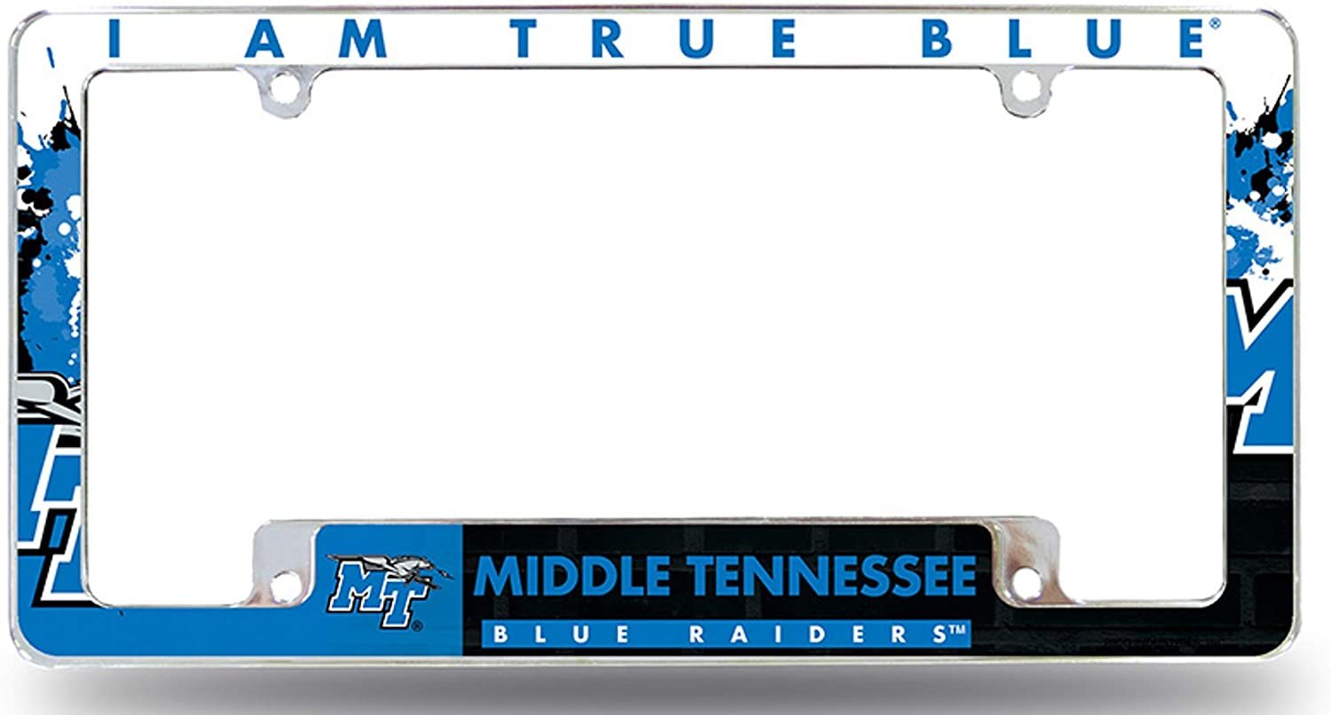 Middle Tennessee State University Blue Raiders Metal License Plate Frame Chrome Tag Cover, 6x12 Inch