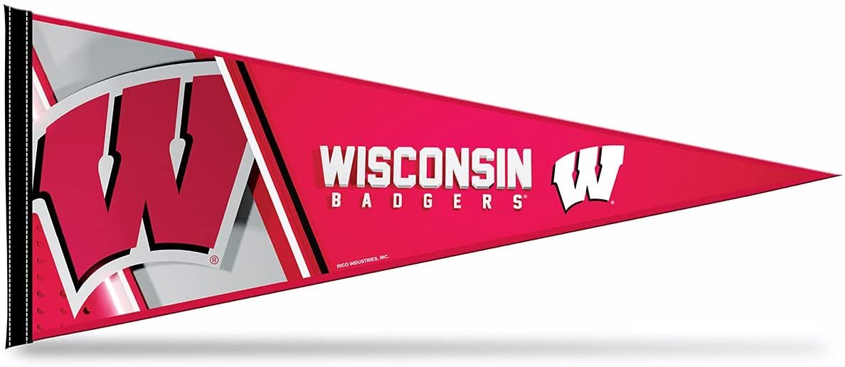 University of Wisconsin Badgers Soft Felt Pennant, Primary Design, 12x30 Inch, Easy To Hang