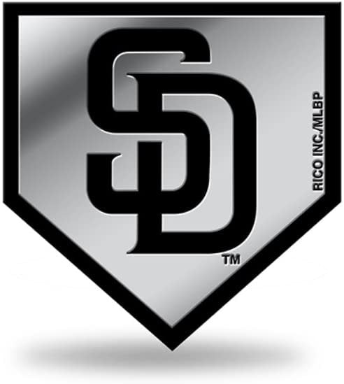 San Diego Padres Auto Emblem, Silver Chrome Color, Raised Molded Plastic, 3.5 Inch, Adhesive Tape Backing