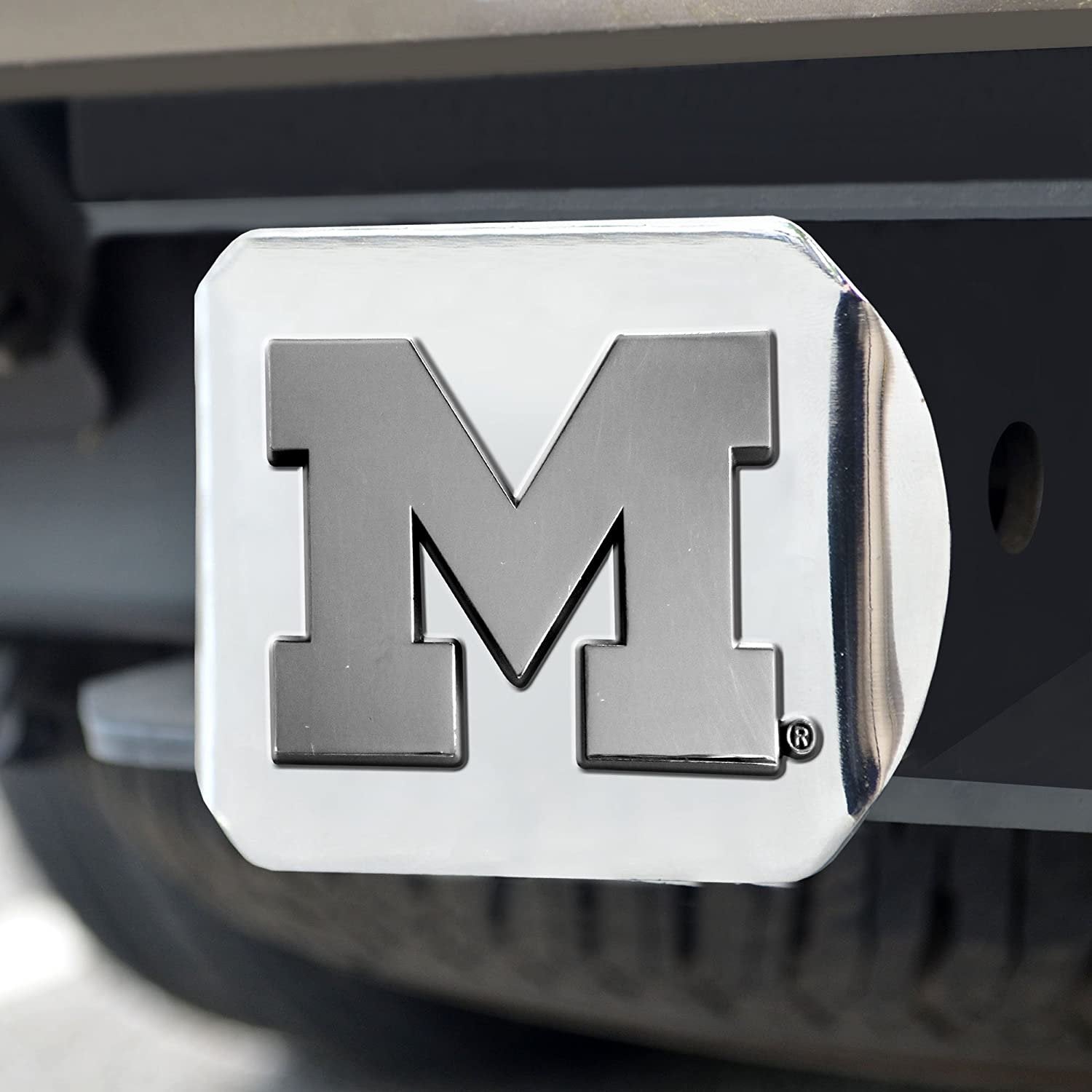 Michigan Wolverines Hitch Cover Solid Metal with Raised Chrome Metal Emblem 2" Square Type III University of