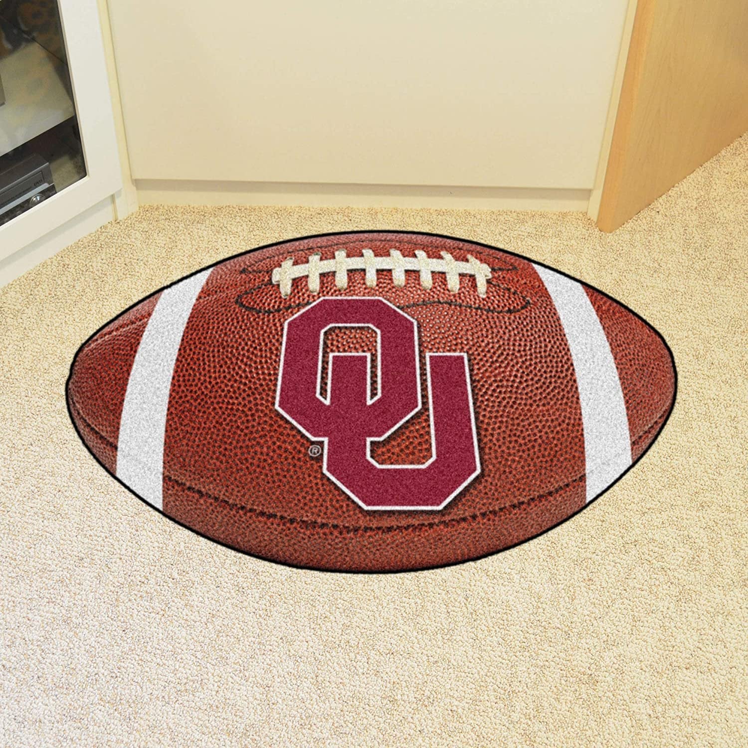 University of Oklahoma Sooners Floor Mat Area Rug, 20x32 Inch, Non-Skid Backing, Football Design