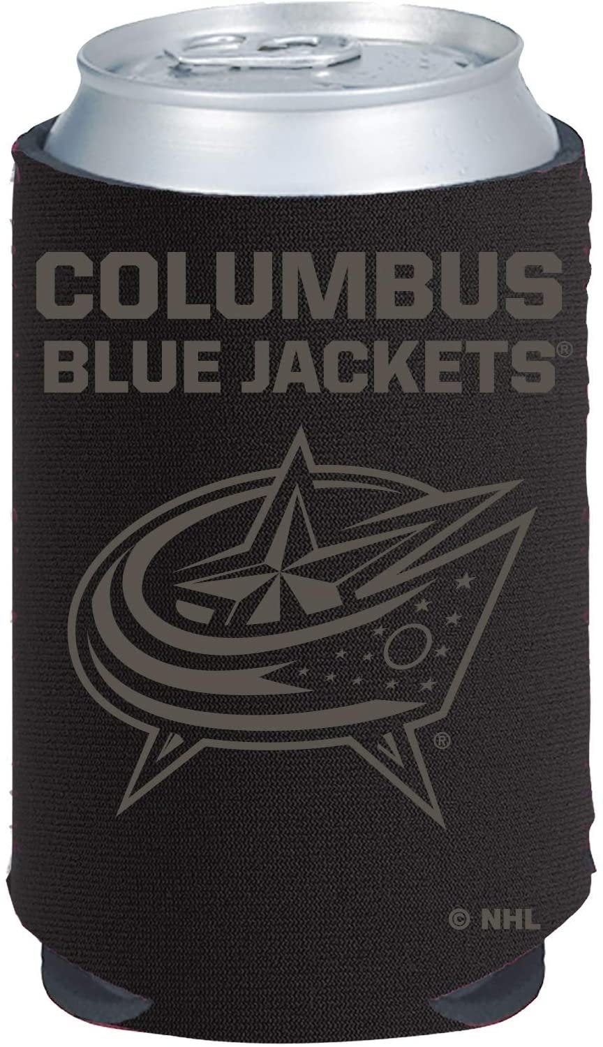 Columbus Blue Jackets Tonal Black Design 2-Pack 12oz CAN Neoprene Beverage Insulator Holder Cooler Hockey