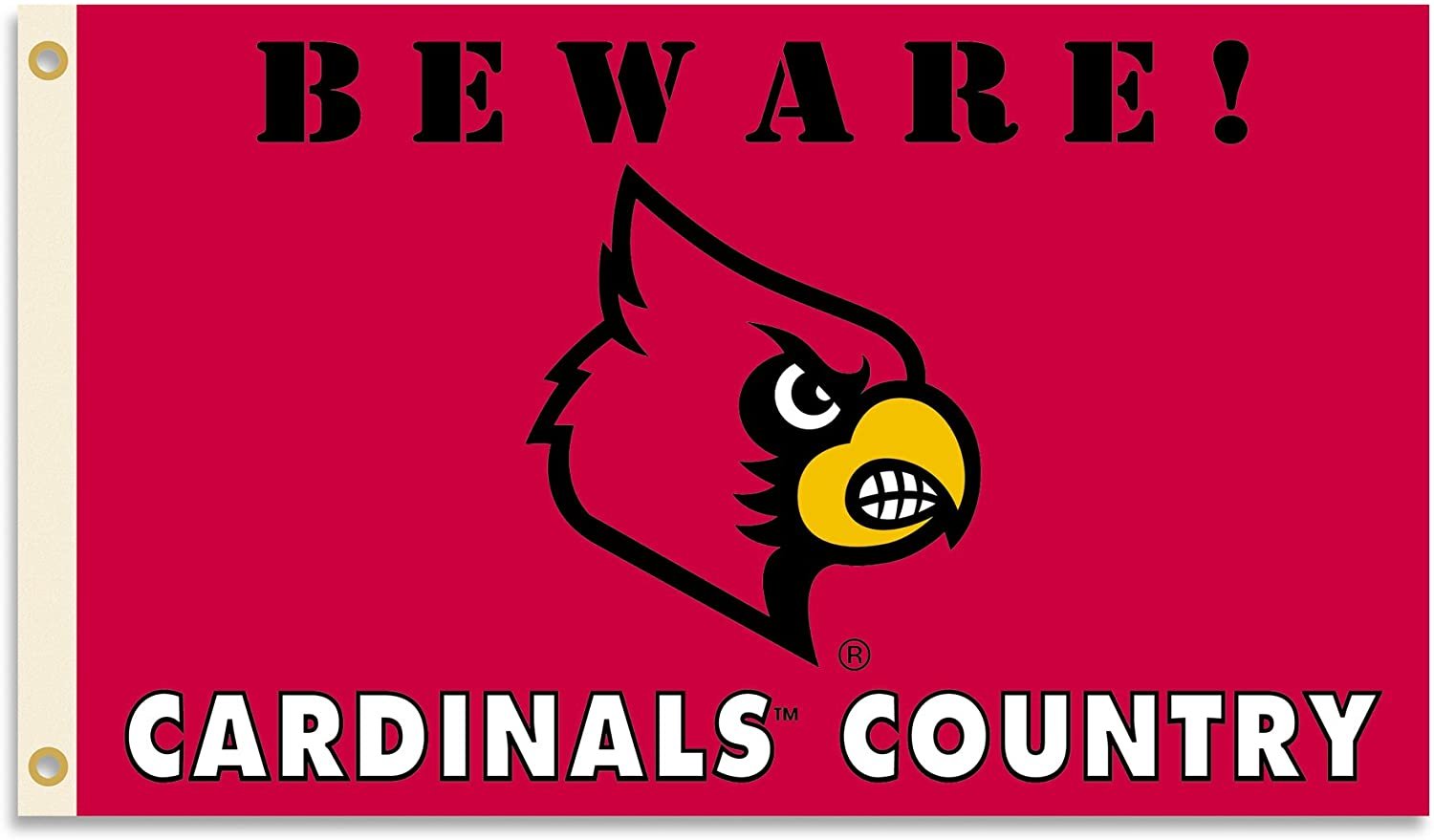 University of Louisville Cardinals Premium 3x5 Feet Flag Banner, Beware Country Design, Metal Grommets, Outdoor Use, Single Sided