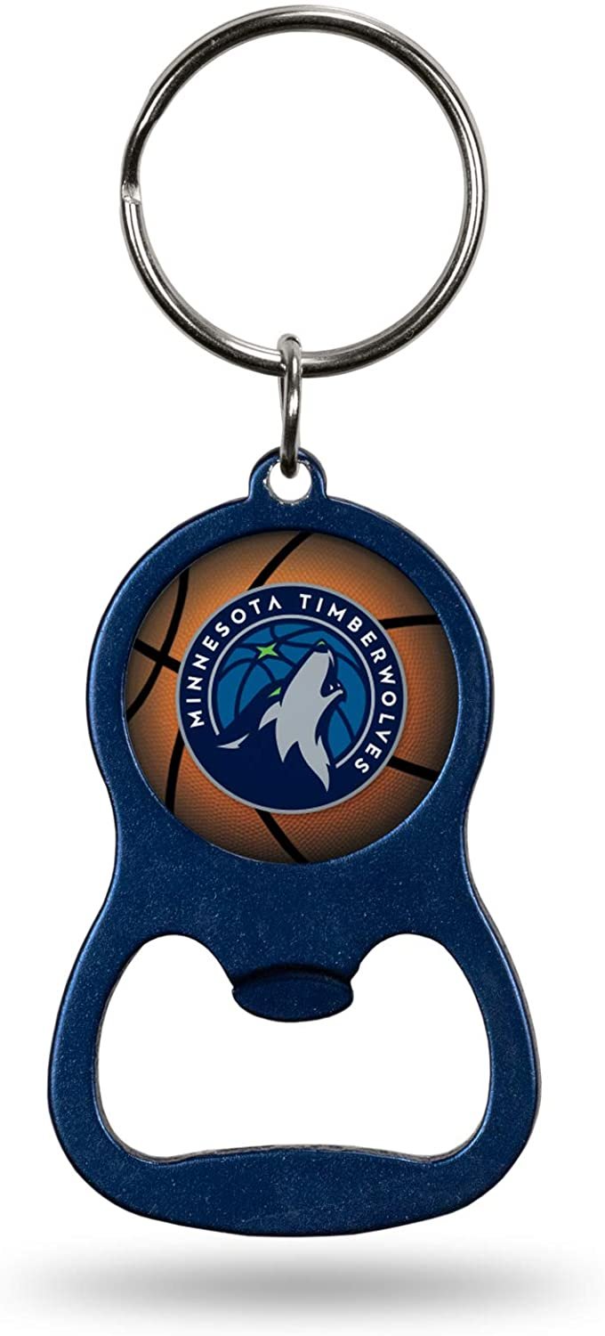 Minnesota Timberwolves Premium Solid Metal Bottle Opener Keychain, Key Ring, Team Color