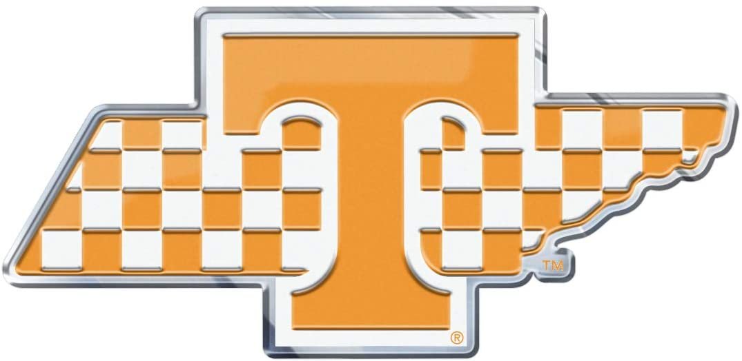 University of Tennessee Volunteers Aluminum Metal Color Emblem, State Design Full Adhesive Backing