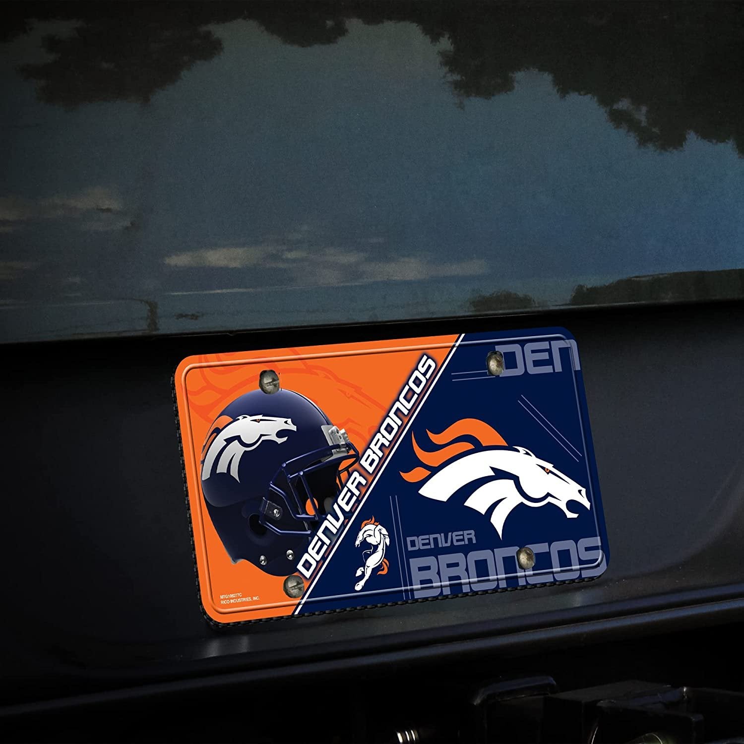 Denver Broncos Metal Tag License Plate Split Design 12x6 Inch