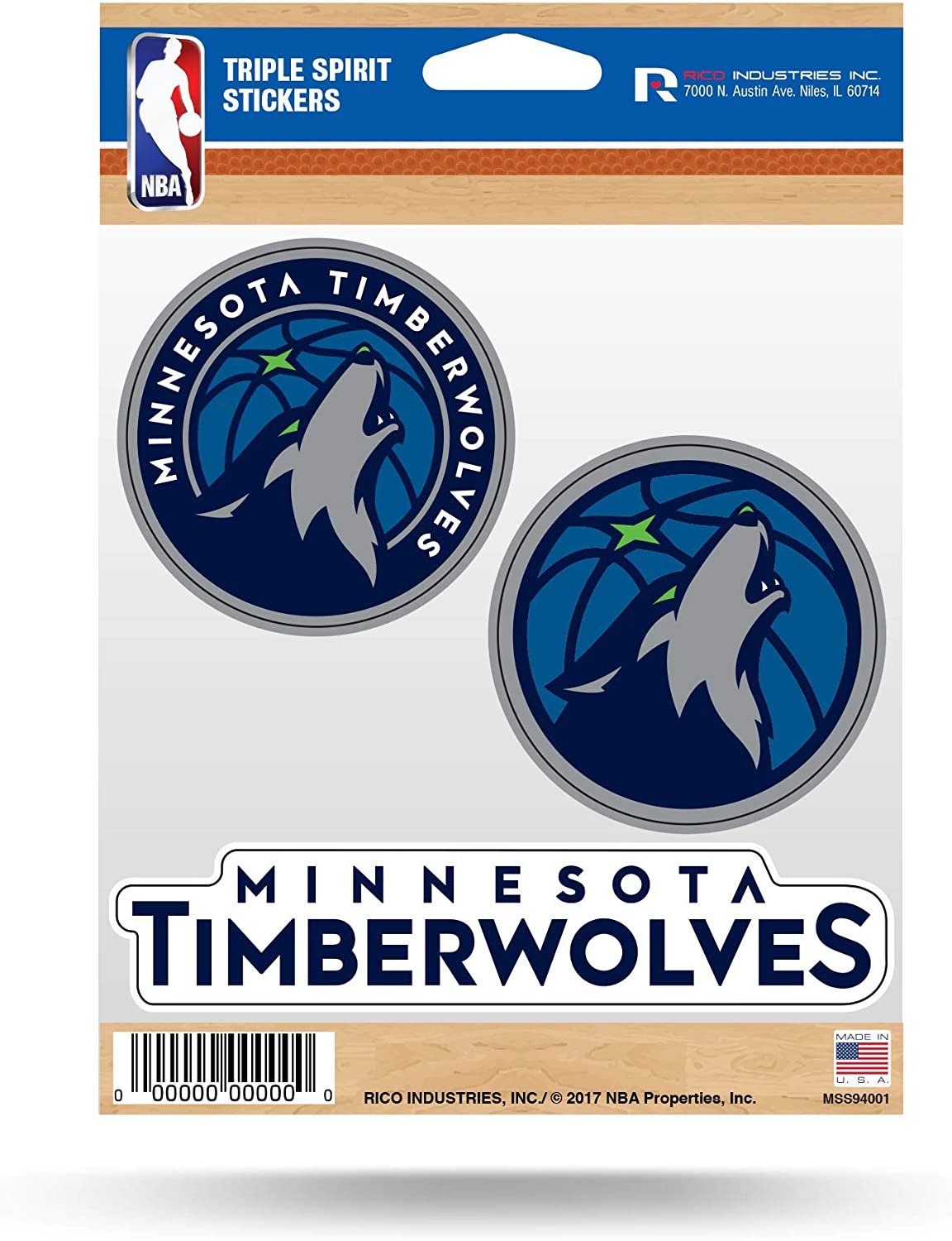Minnesota Timberwolves Die Cut 3-Piece Triple Spirit Sticker Sheet