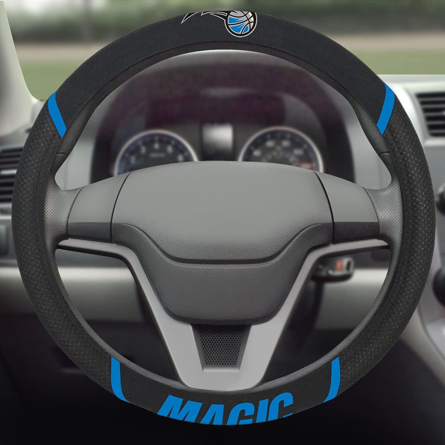 Orlando Magic Steering Wheel Cover Premium Embroidered Black 15 Inch