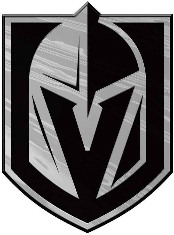 Vegas Golden Knights Auto Emblem, Plastic Molded, Silver Chrome Color, Raised 3D Effect, Adhesive Backing