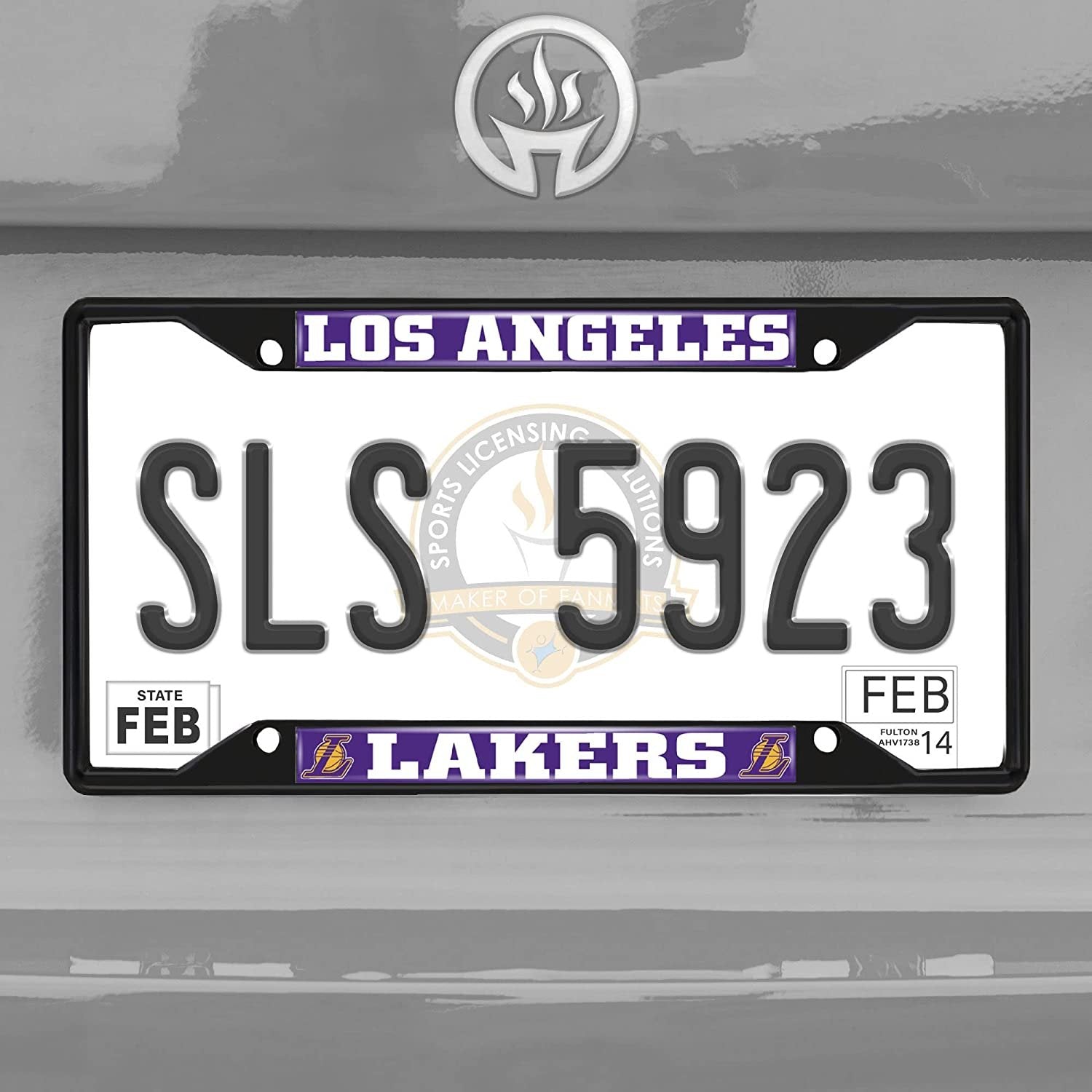Los Angeles Lakers Black Metal License Plate Frame Tag Cover, 6x12 Inch