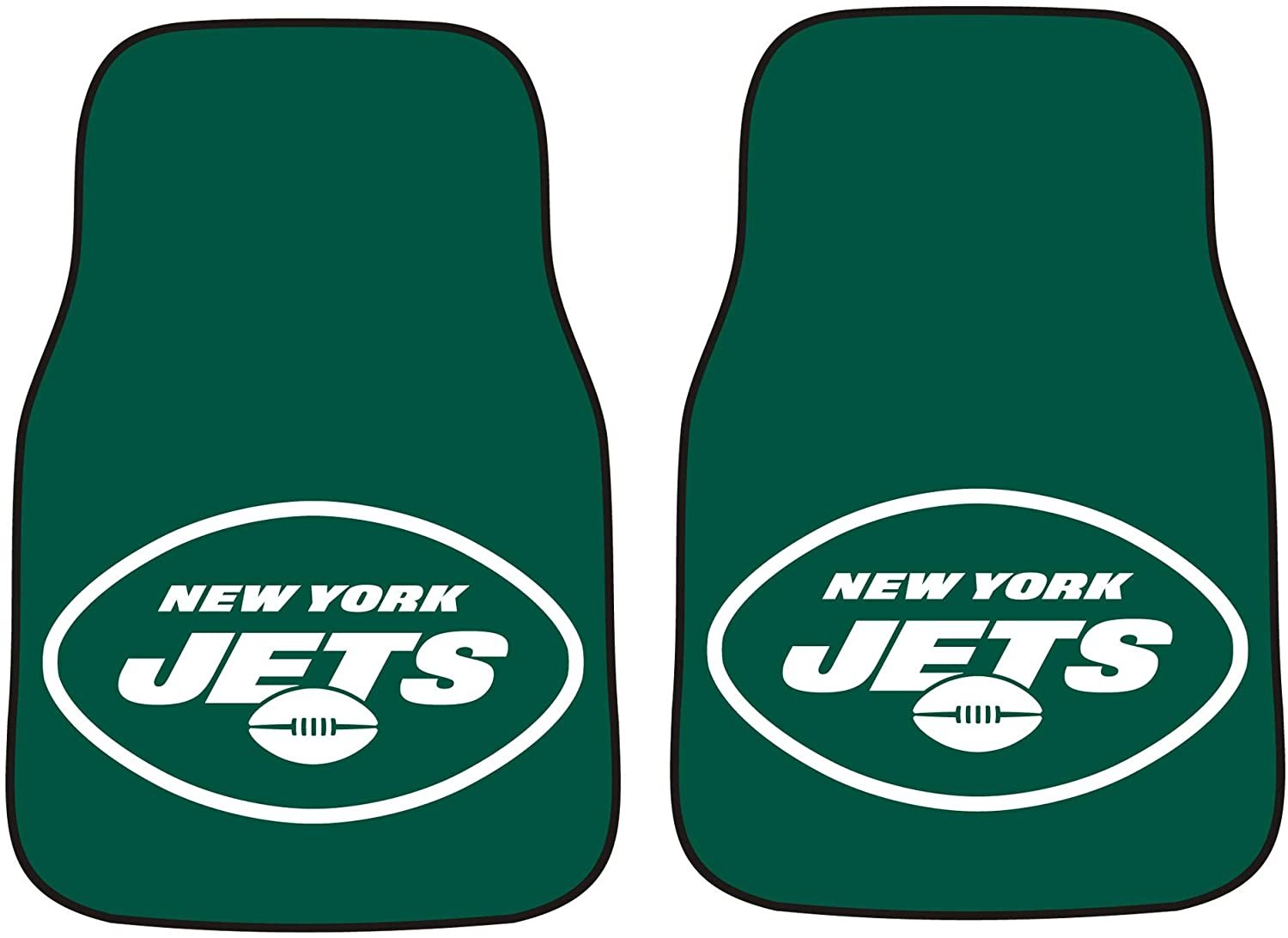 New York Jets Front Floor Mats, Carpet Car Set, 18x27 Inch, Nylon, Set of 2