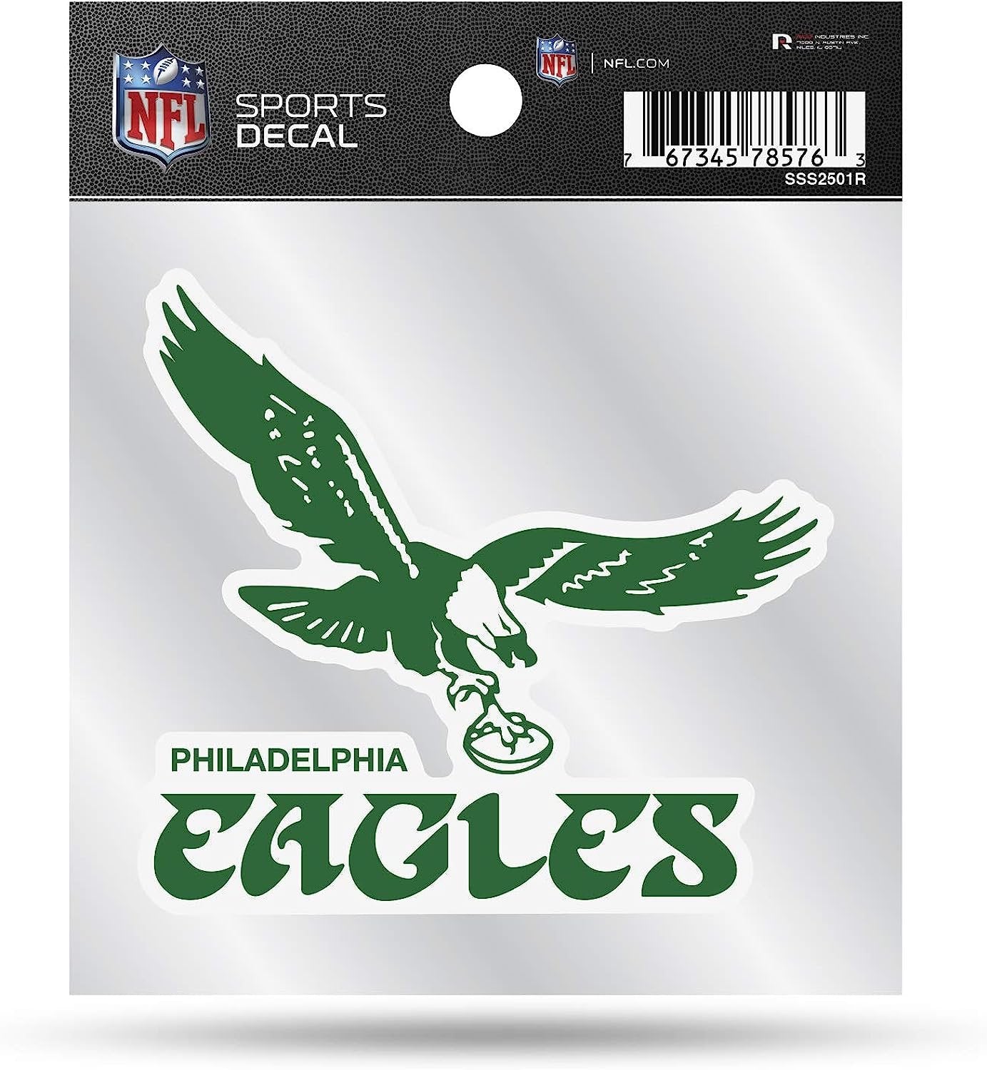 Philadelphia Eagles 4x4 Inch Die Cut Decal Sticker, Retro Logo, Clear Backing
