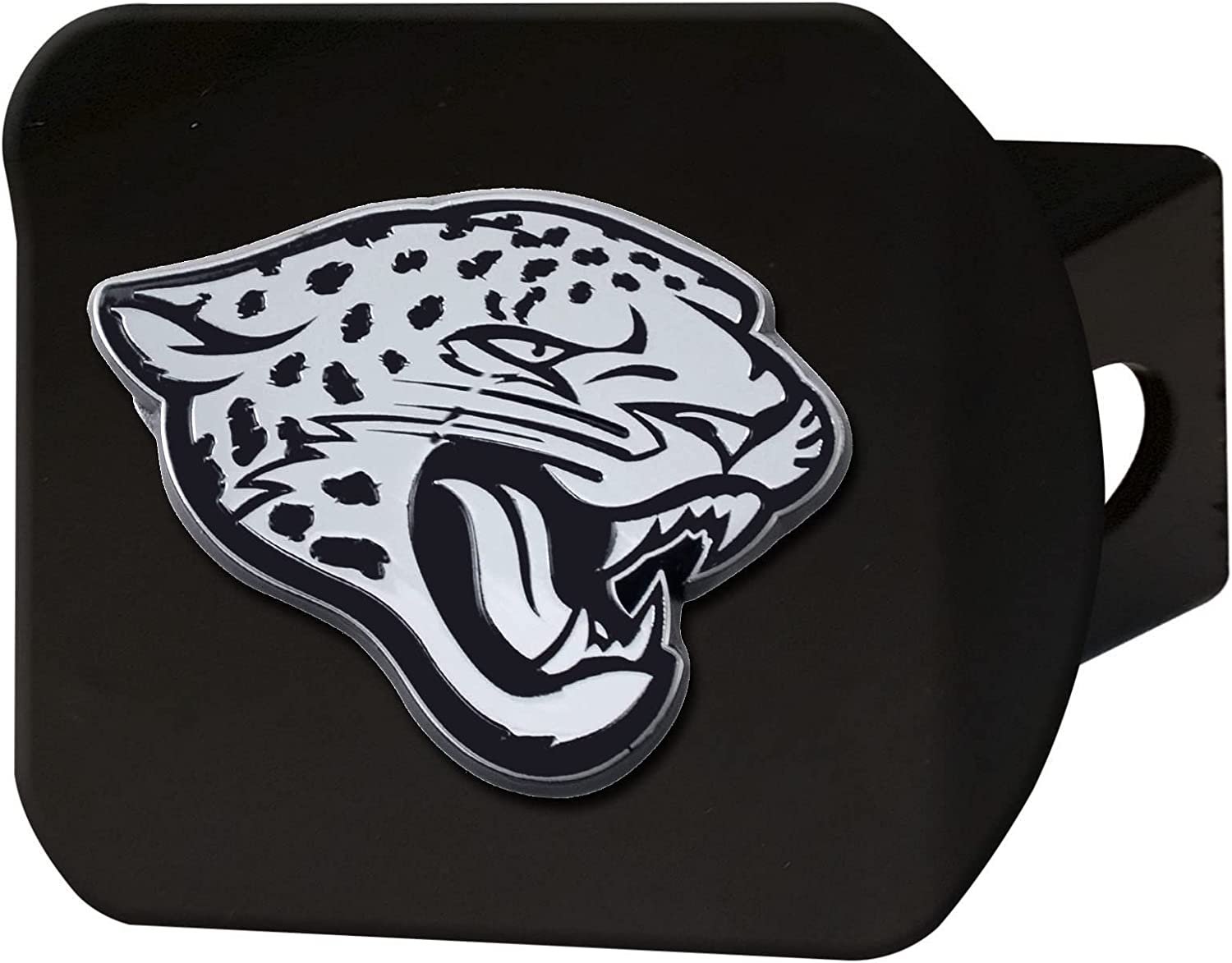 NFL Jacksonville Jaguars Metal Hitch Cover, Black, 2" Square Type III Hitch Cover