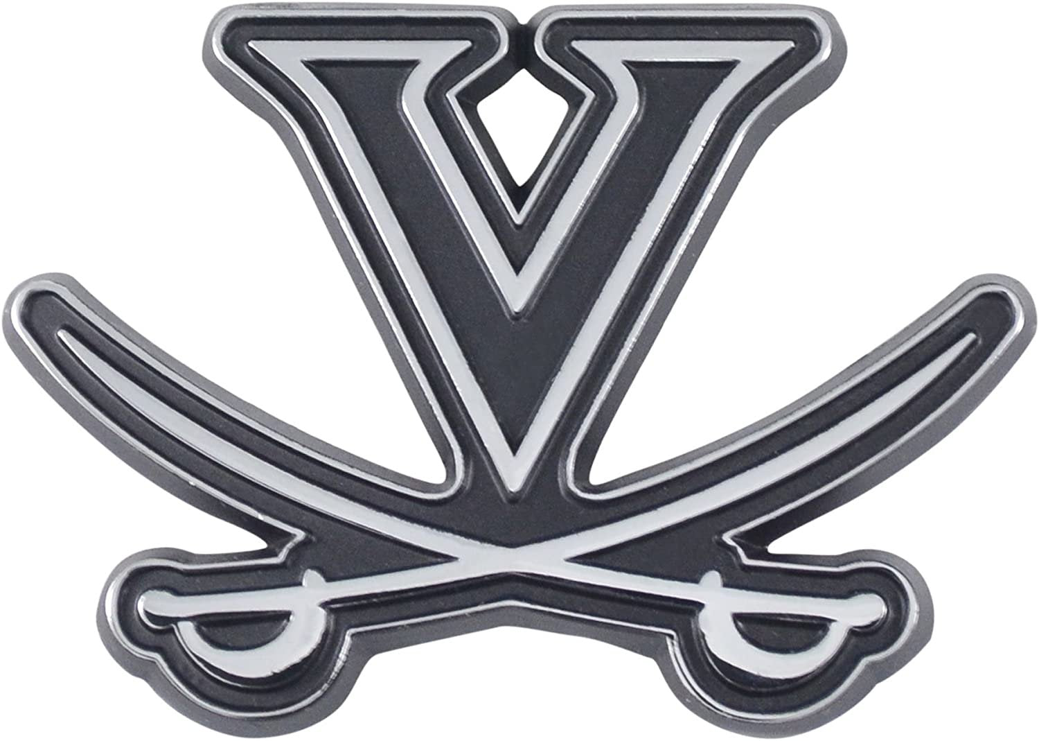 University of Virginia Cavaliers Premium Solid Metal Raised Auto Emblem, Shape Cut, Adhesive Backing