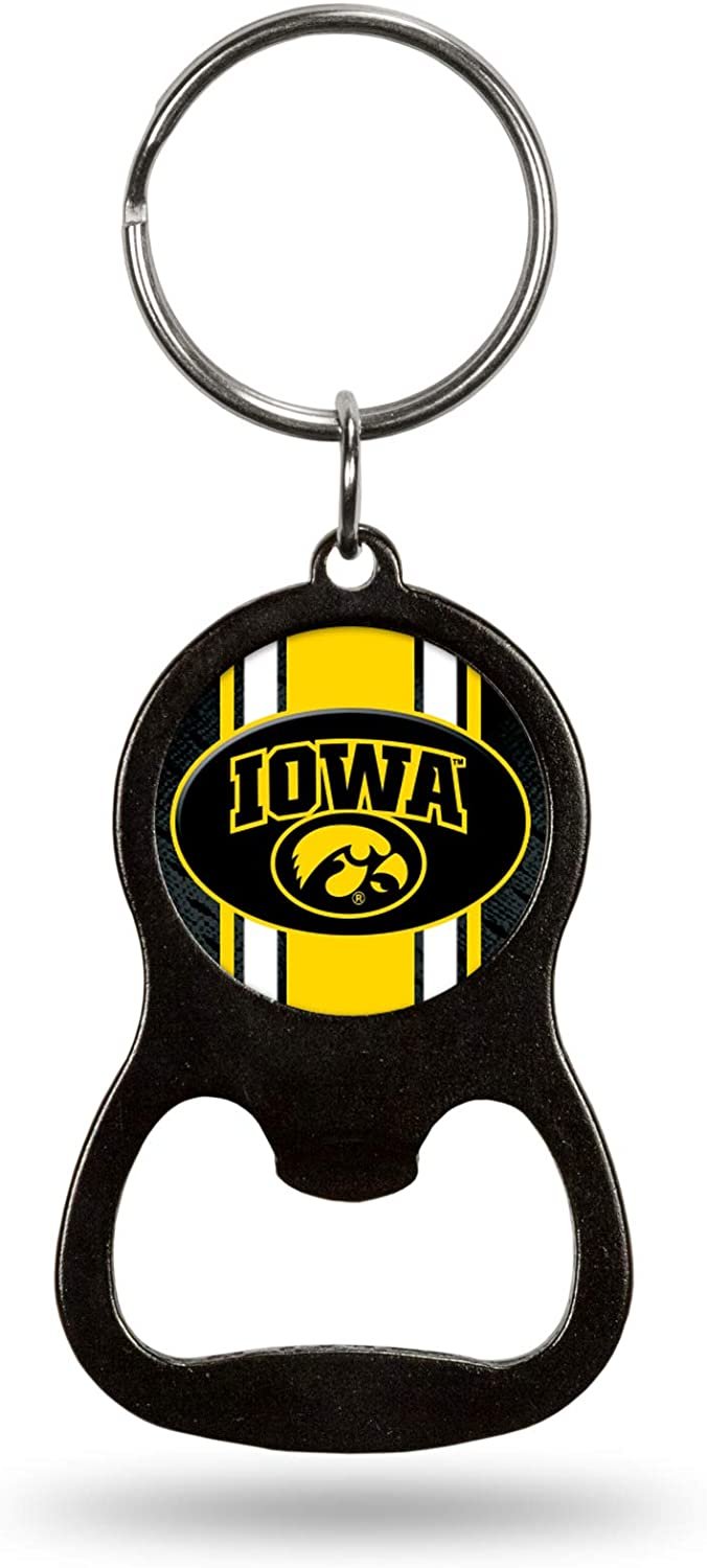 University of Iowa Hawkeyes Premium Solid Metal Bottle Opener Keychain, Key Ring, Team Color