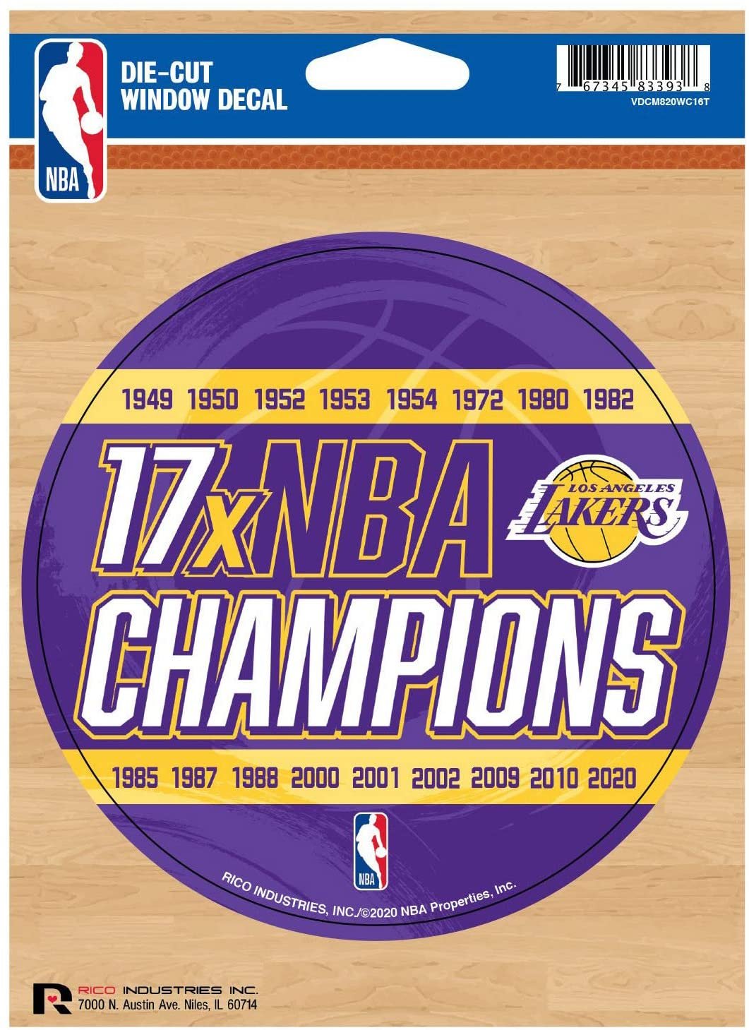 Los Angeles Lakers 17X Time Champions Decal Sticker 5" Flat Vinyl Short Sport Die Cut Bumper Emblem Basketball