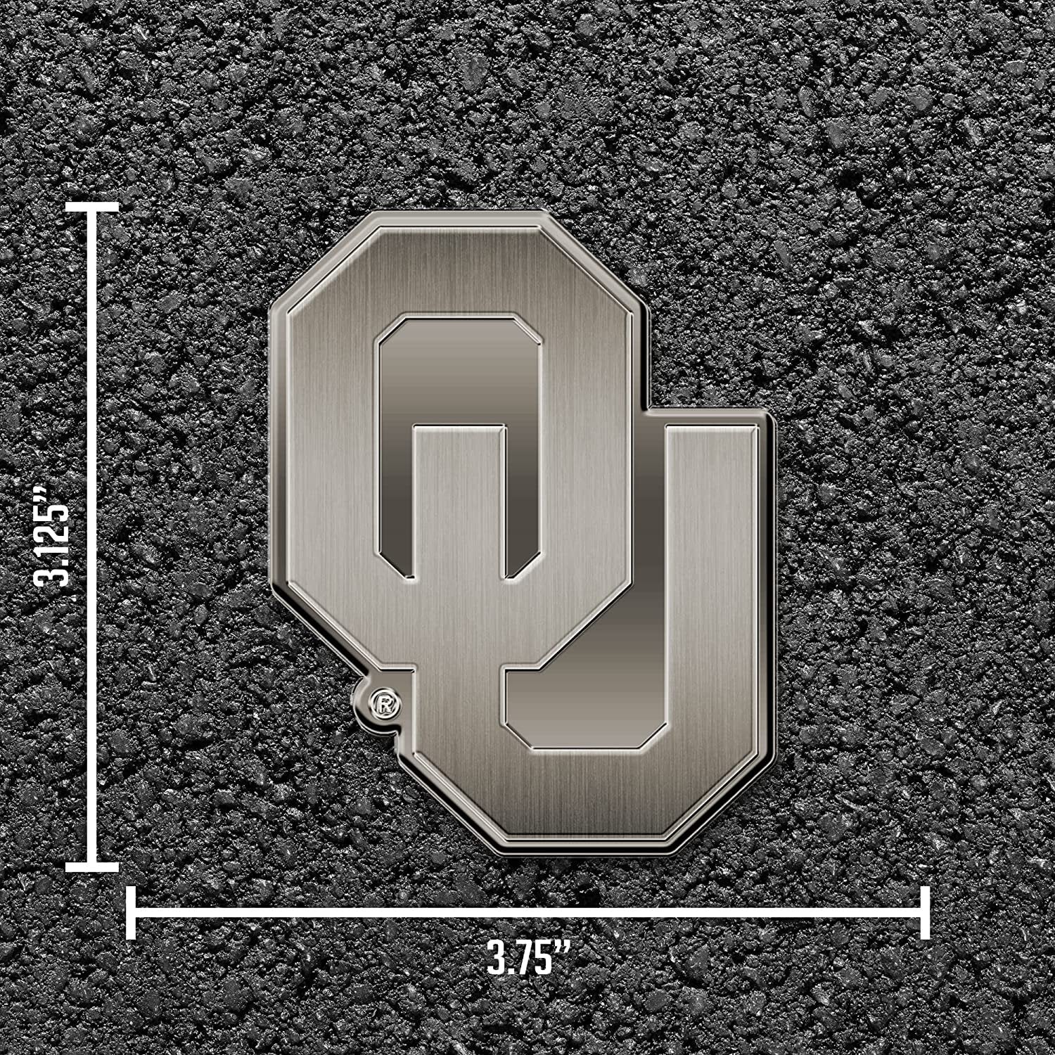 University of Oklahoma Sooners Solid Metal Auto Emblem Antique Nickel for Car/Truck/SUV