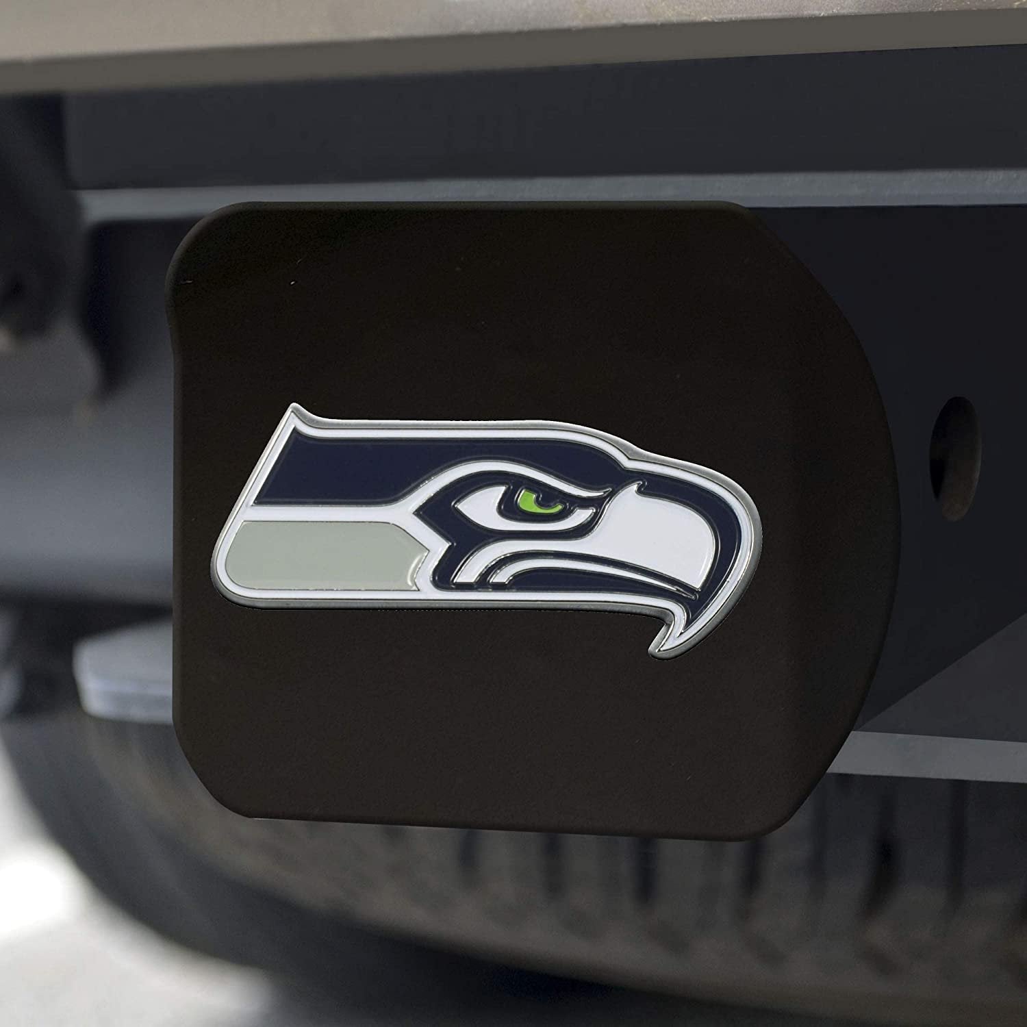Seattle Seahawks Hitch Cover Black Solid Metal with Raised Color Metal Emblem 2" Square Type III