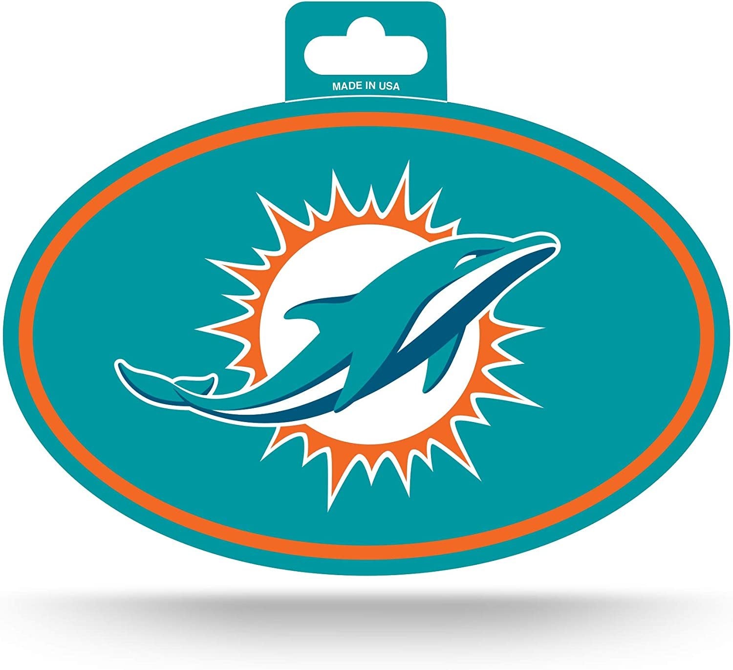 Miami Dolphins Color Team Logo Oval Sticker Decal, 3.75x5.75 Inch, Full Adhesive Backing