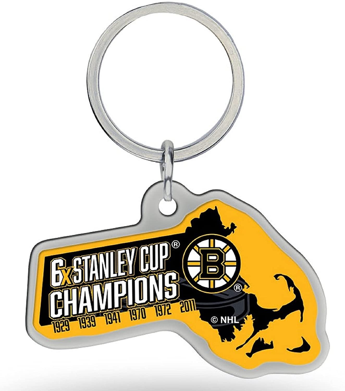 Boston Bruins Keychain 6-Time Champions Home State Shape Premium Metal Decal Emblem Hockey