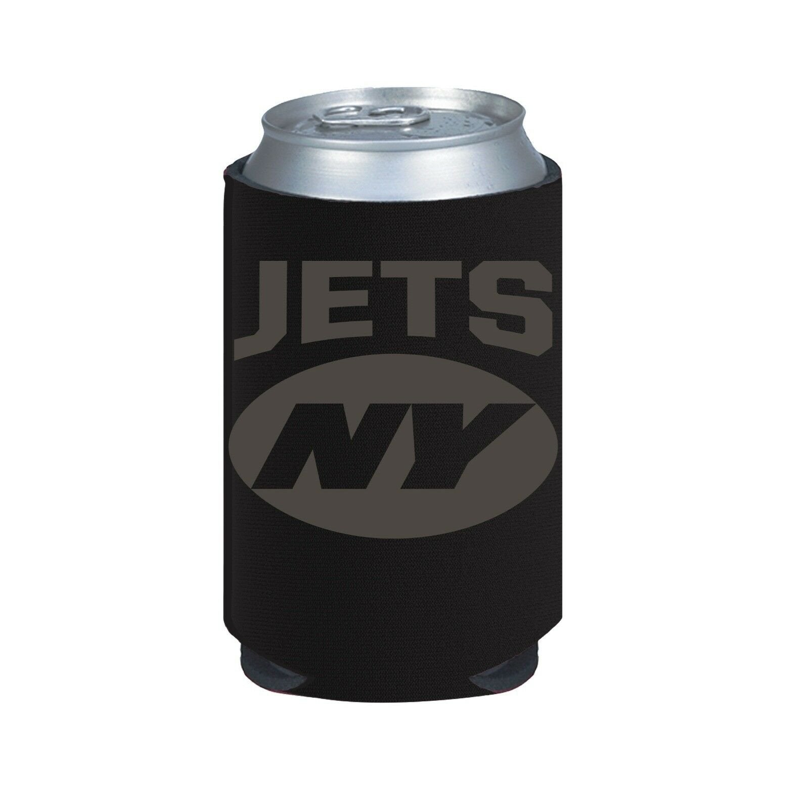 New York Jets 2-Pack BLACK TONAL CAN Koozie Neoprene Holder Cooler Football