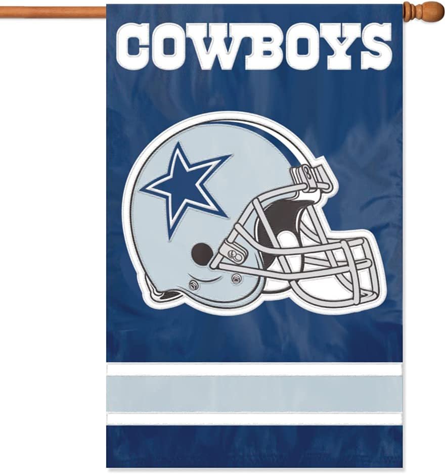 Dallas Cowboys Double Sided Banner Flag Embroidered Applique 44x28 Inch