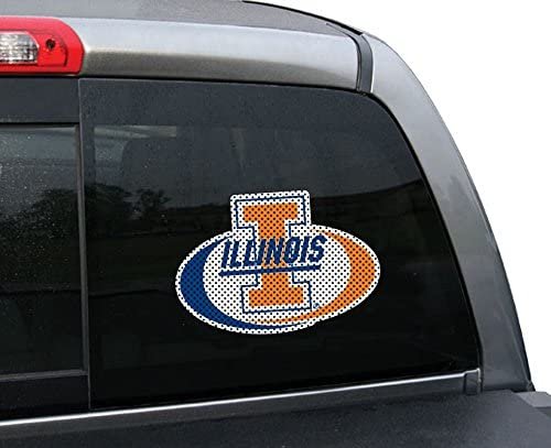 University of Illinois Fighting Illini 8 Inch Preforated Window Film Decal Sticker, One-Way Vision, Adhesive Backing