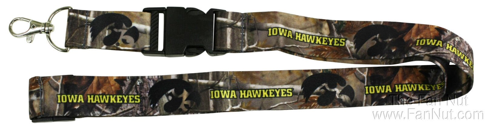 University of Iowa Hawkeyes Camo Lanyard Keychain Double Sided Breakaway Safety Design Adult 18 Inch