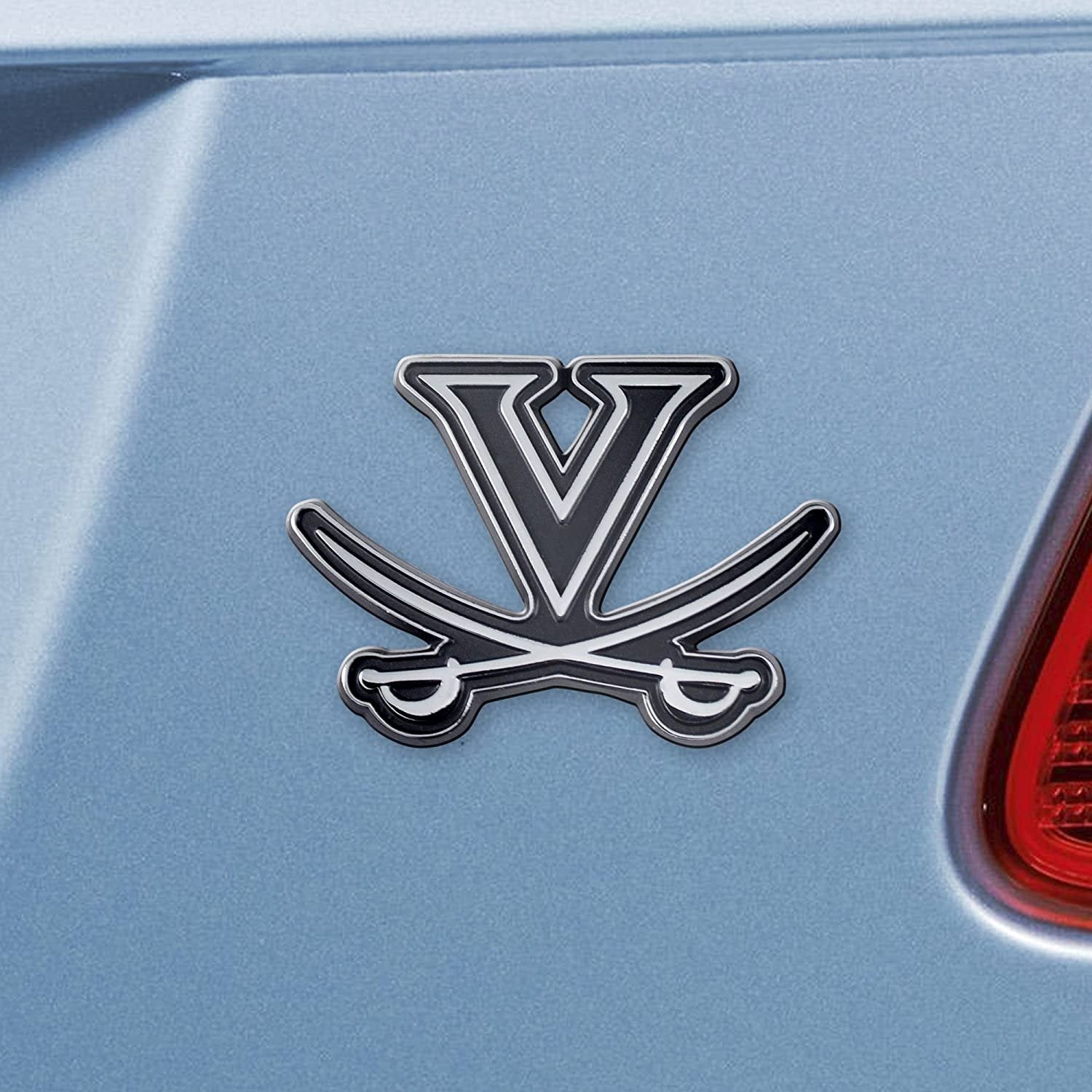 University of Virginia Cavaliers Premium Solid Metal Raised Auto Emblem, Shape Cut, Adhesive Backing