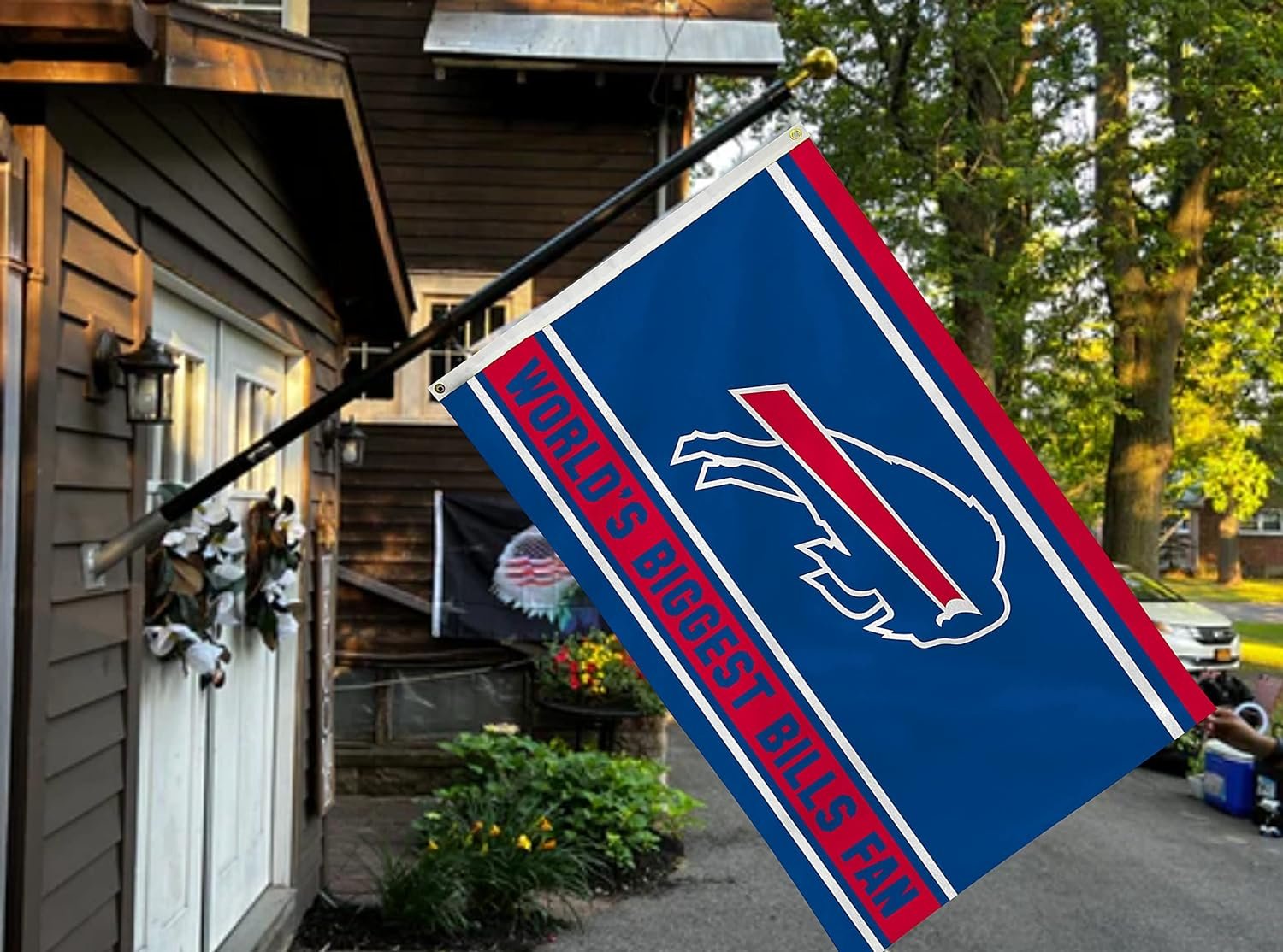 Buffalo Bills 3x5 Feet Flag Banner, World's Biggest Fan, Metal Grommets, Single Sided, Indoor or Outdoor Use