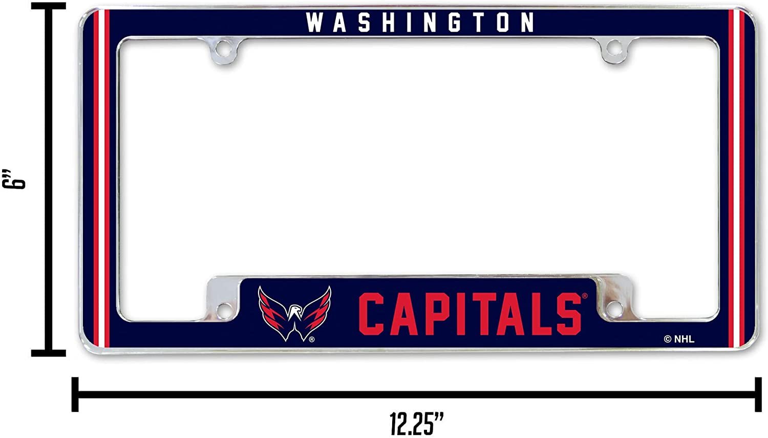Washington Capitals Metal License Plate Frame Chrome Tag Cover Alternate Design 6x12 Inch
