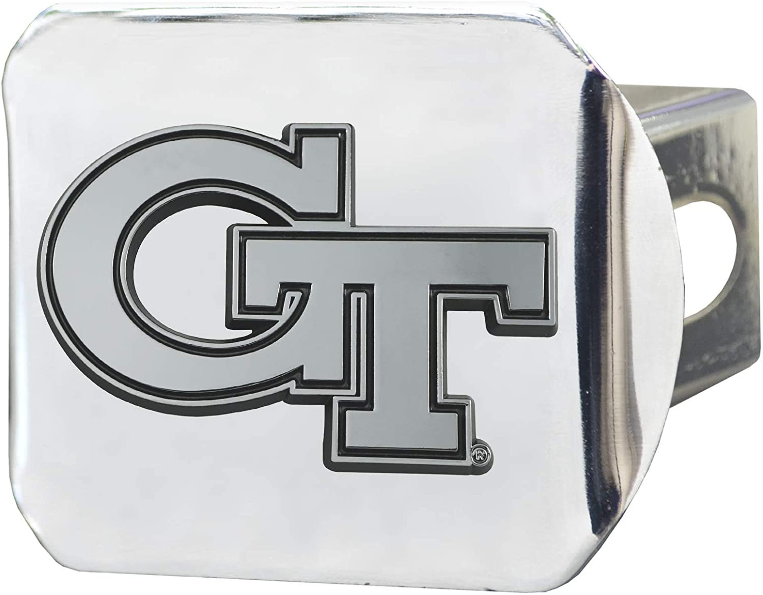 Georgia Tech Yellow Jackets Hitch Cover Solid Metal with Raised Chrome Metal Emblem 2" Square Type III University