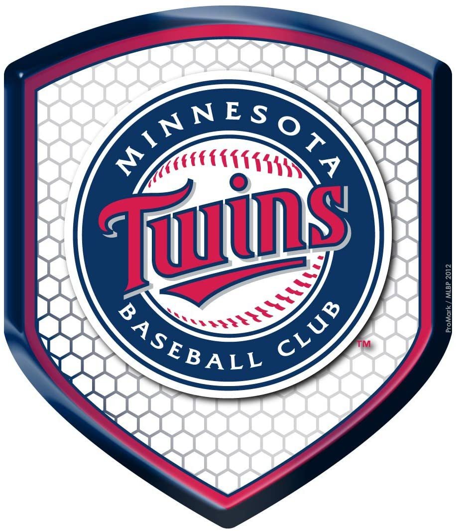 Minnesota Twins High Intensity Reflector, Shield Shape, Raised Decal Sticker, 2.5x3.5 Inch, Home or Auto, Full Adhesive Backing