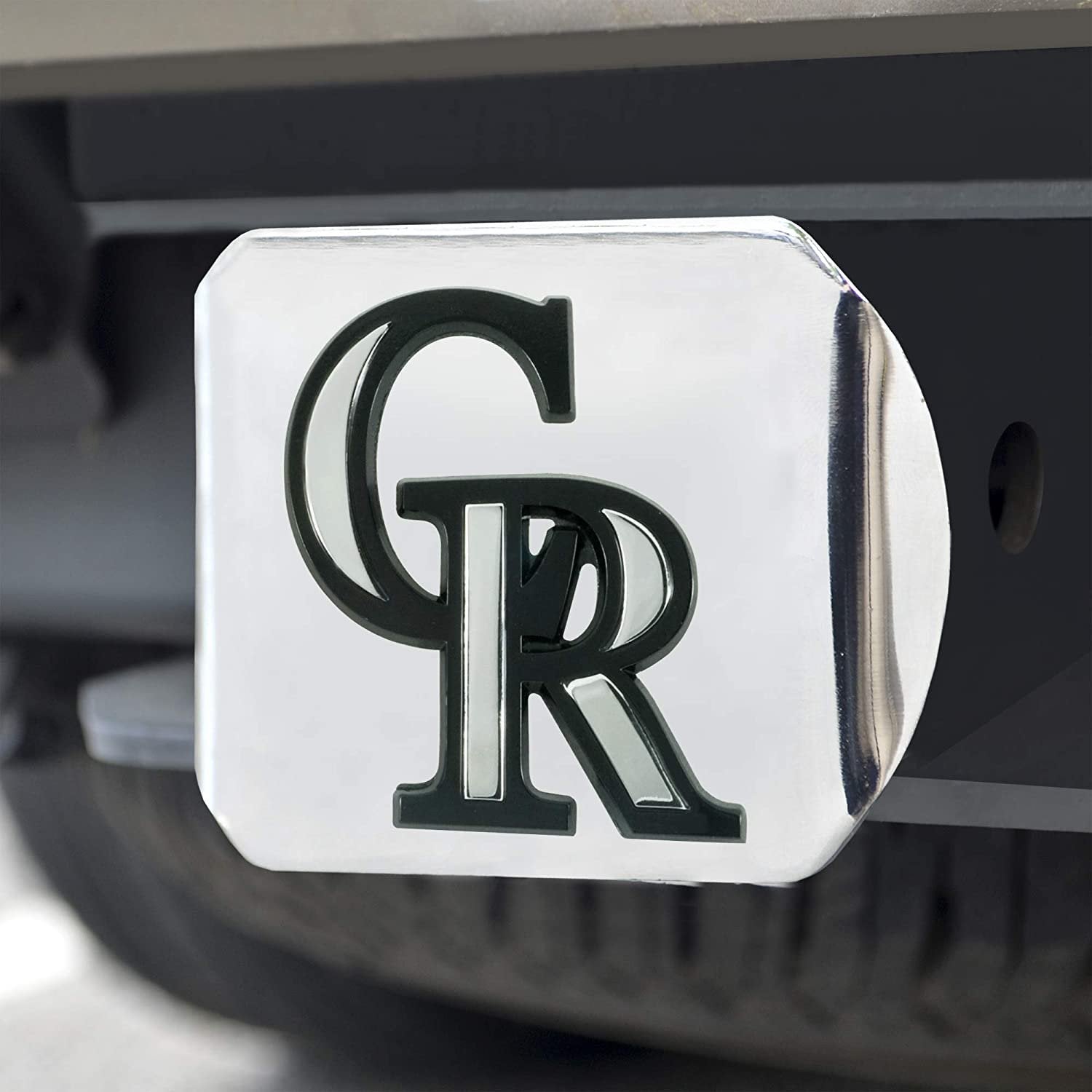 Colorado Rockies Hitch Cover Solid Metal with Raised Chrome Metal Emblem 2" Square Type III