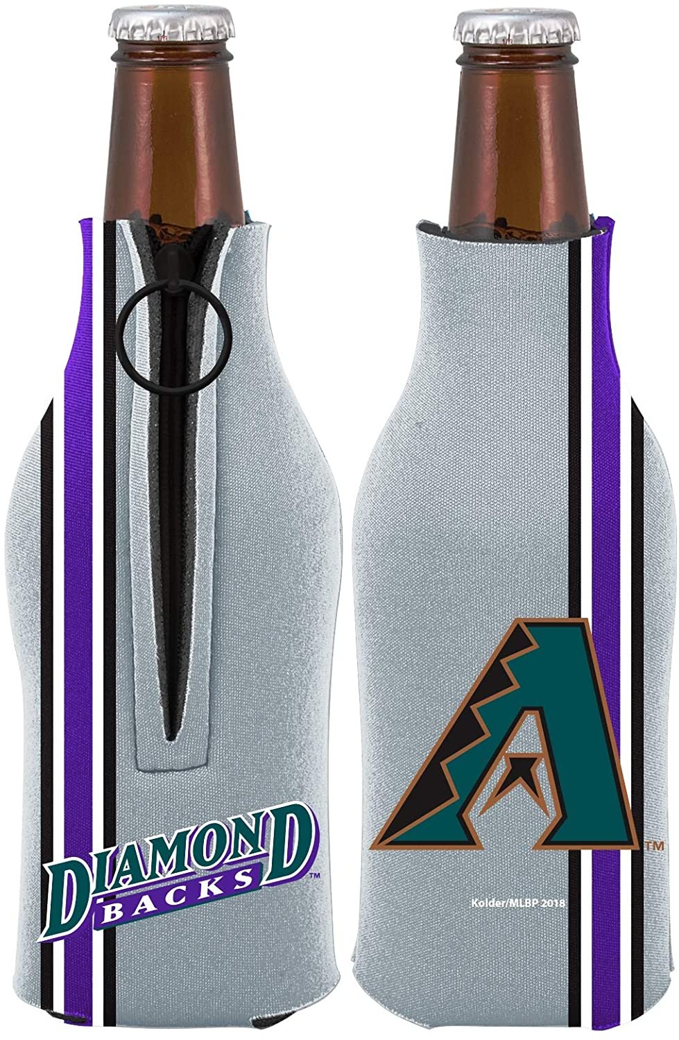 Arizona Diamondbacks Pair of 16oz Drink Zipper Bottle Cooler Insulated Neoprene Beverage Holder, Retro Design