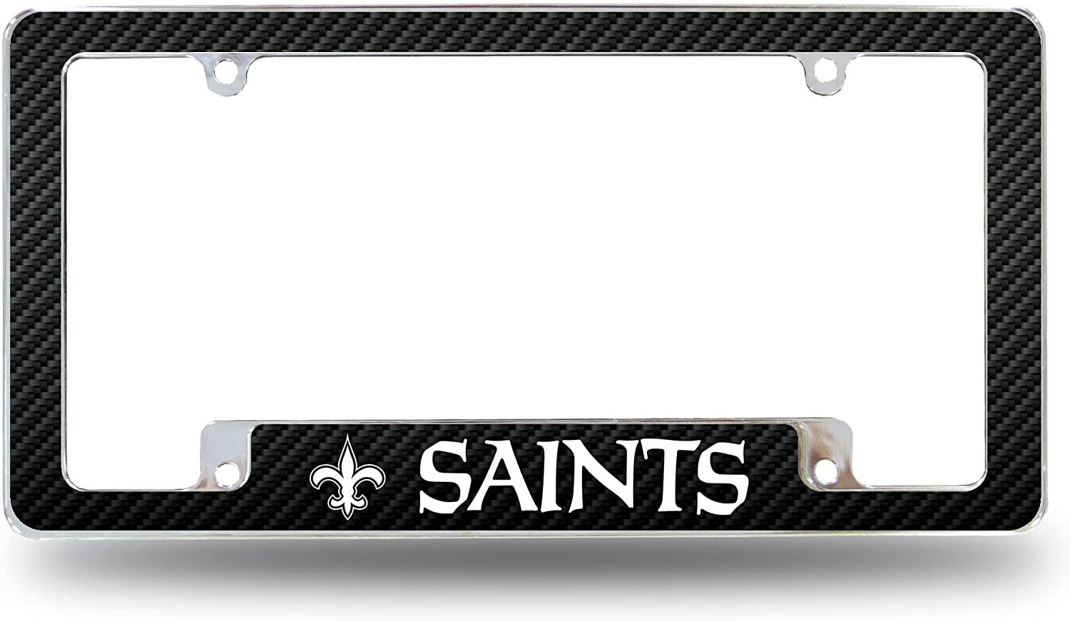 New Orleans Saints Metal License Plate Frame Tag Cover Carbon Fiber Design 12x6 Inch