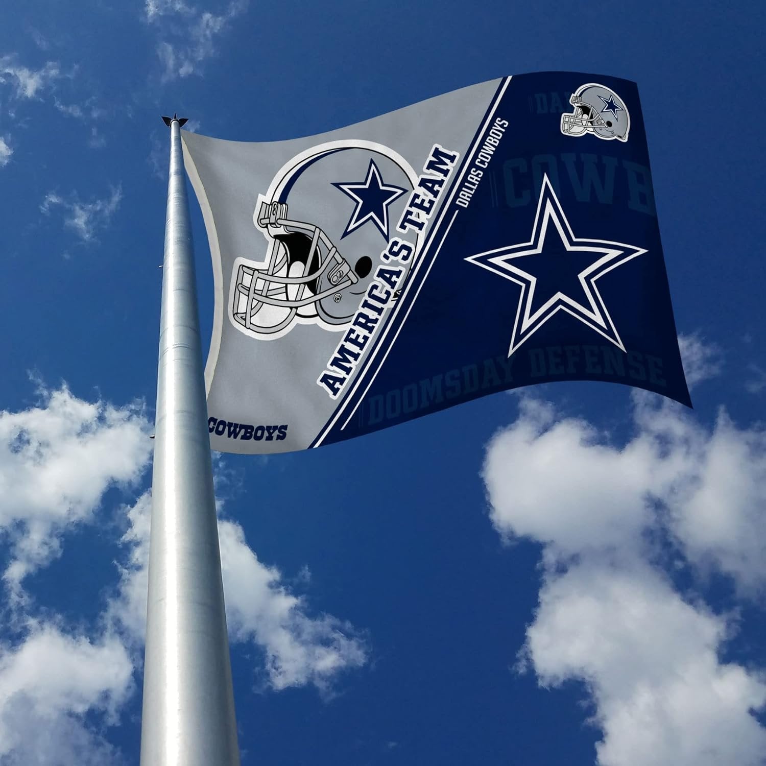 Dallas Cowboys 3x5 Feet Flag Banner, Split Design, Metal Grommets, Single Sided, Indoor or Outdoor Use
