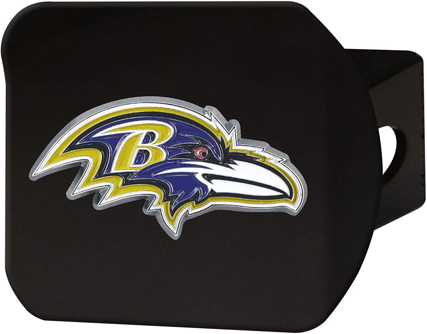 Baltimore Ravens Hitch Cover Black Solid Metal with Raised Color Metal Emblem 2" Square Type III