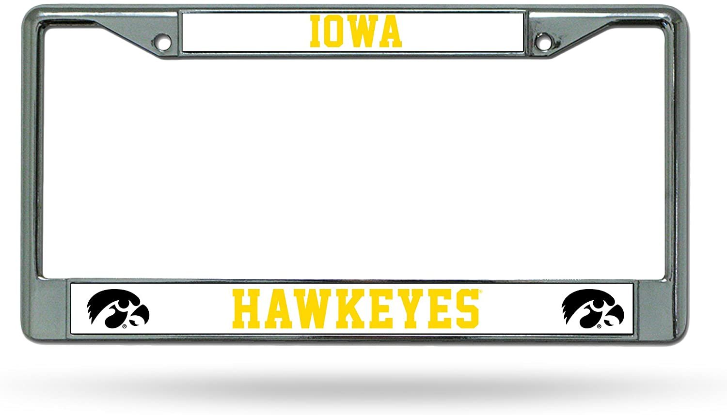 University of Iowa Hawkeyes Chrome Metal License Plate Frame Tag Cover, 6x12 Inch