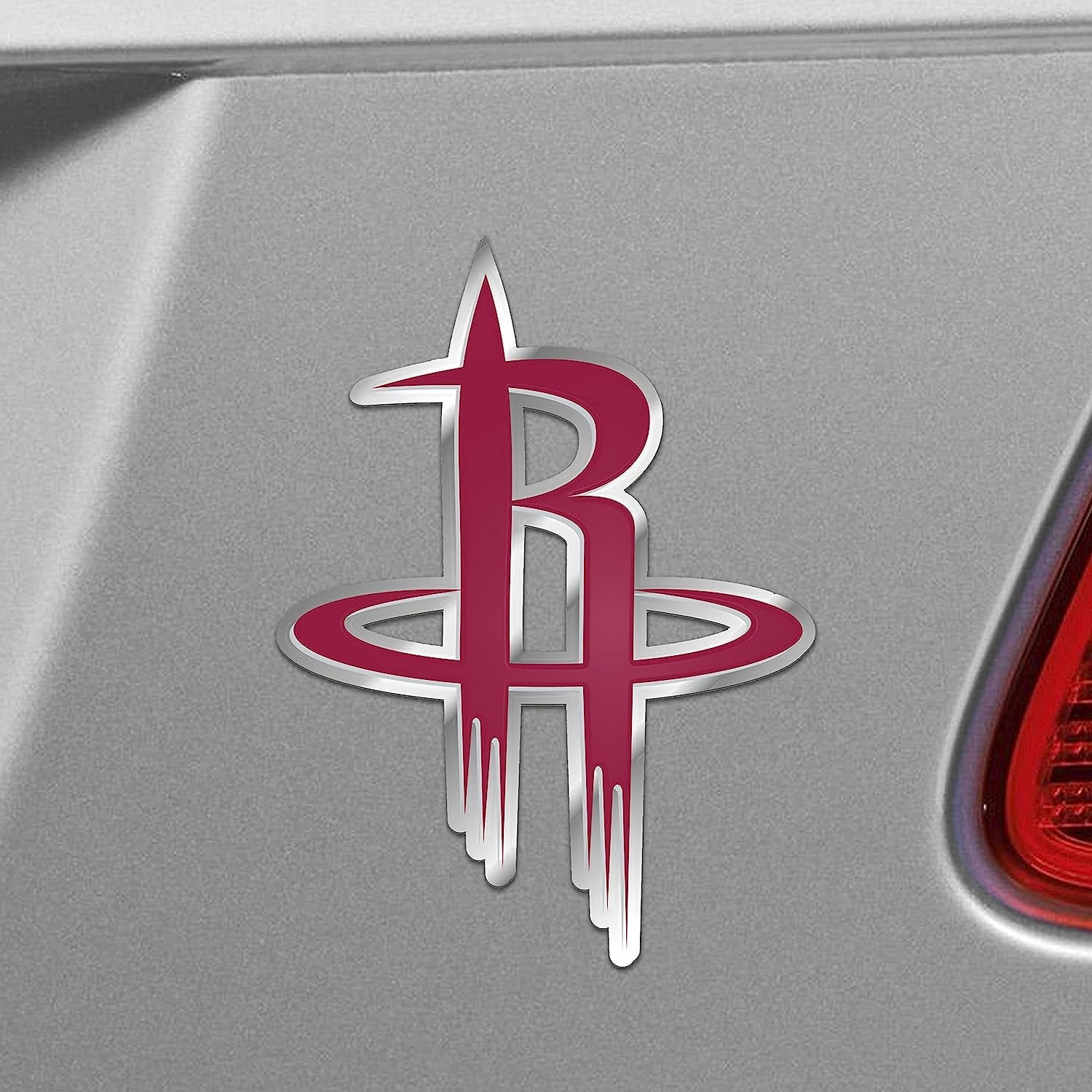 Houston Rockets Embossed Color Auto Emblem Aluminum Metal Raised Decal Sticker Full Adhesive Backing
