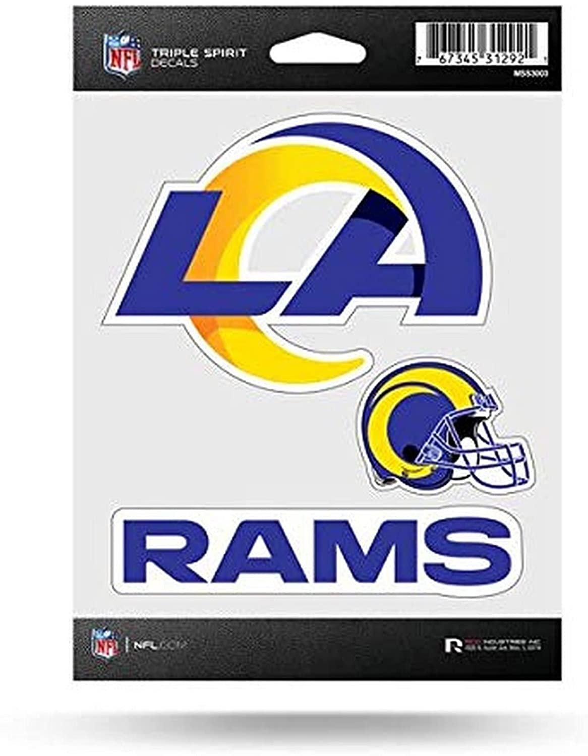 Los Angeles Rams Die Cut 3-Piece Triple Spirit Sticker Sheet, 5 x 7-inches