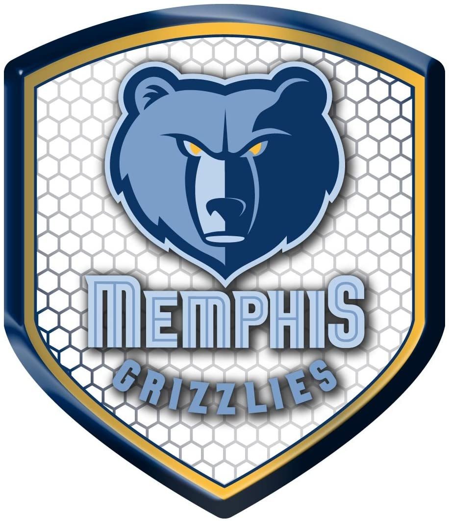 Memphis Grizzlies High Intensity Reflector, Shield Shape, Raised Decal Sticker, 2.5x3.5 Inch, Home or Auto, Full Adhesive Backing
