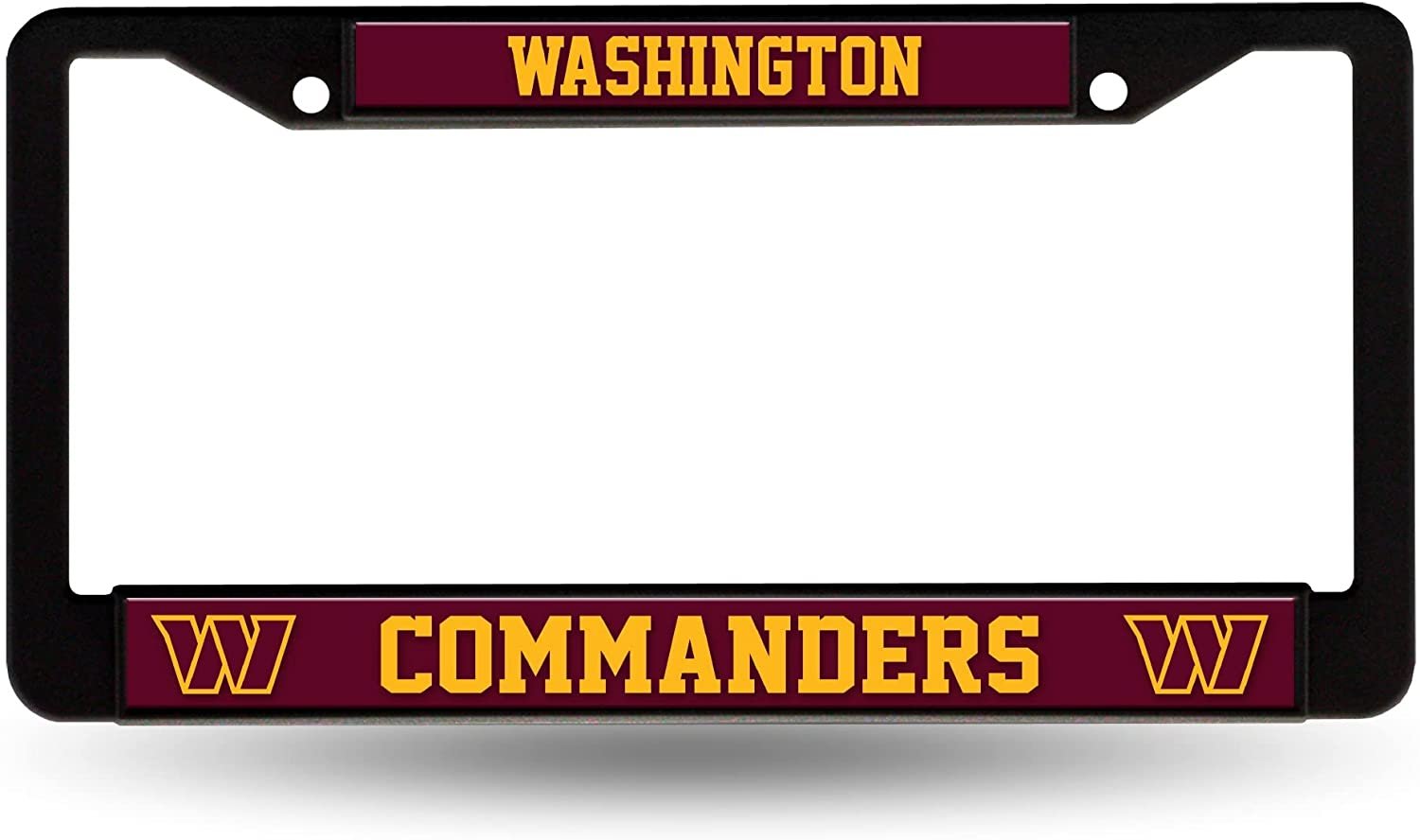 Washington Commanders License Plate Frame Tag Cover Black Plastic Football