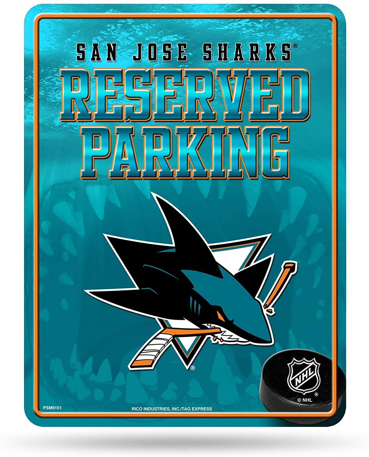 San Jose Sharks 8.5-Inch by 11-Inch Metal Parking Sign Décor