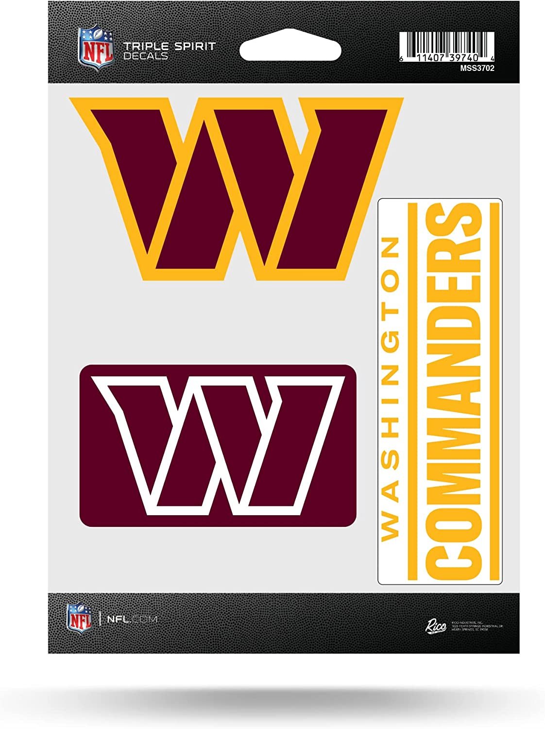 Rico Industries NFL Washington Commanders 5" x 7" Die-Cut Decal - Includes 3 Stickers